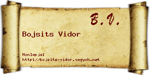 Bojsits Vidor névjegykártya